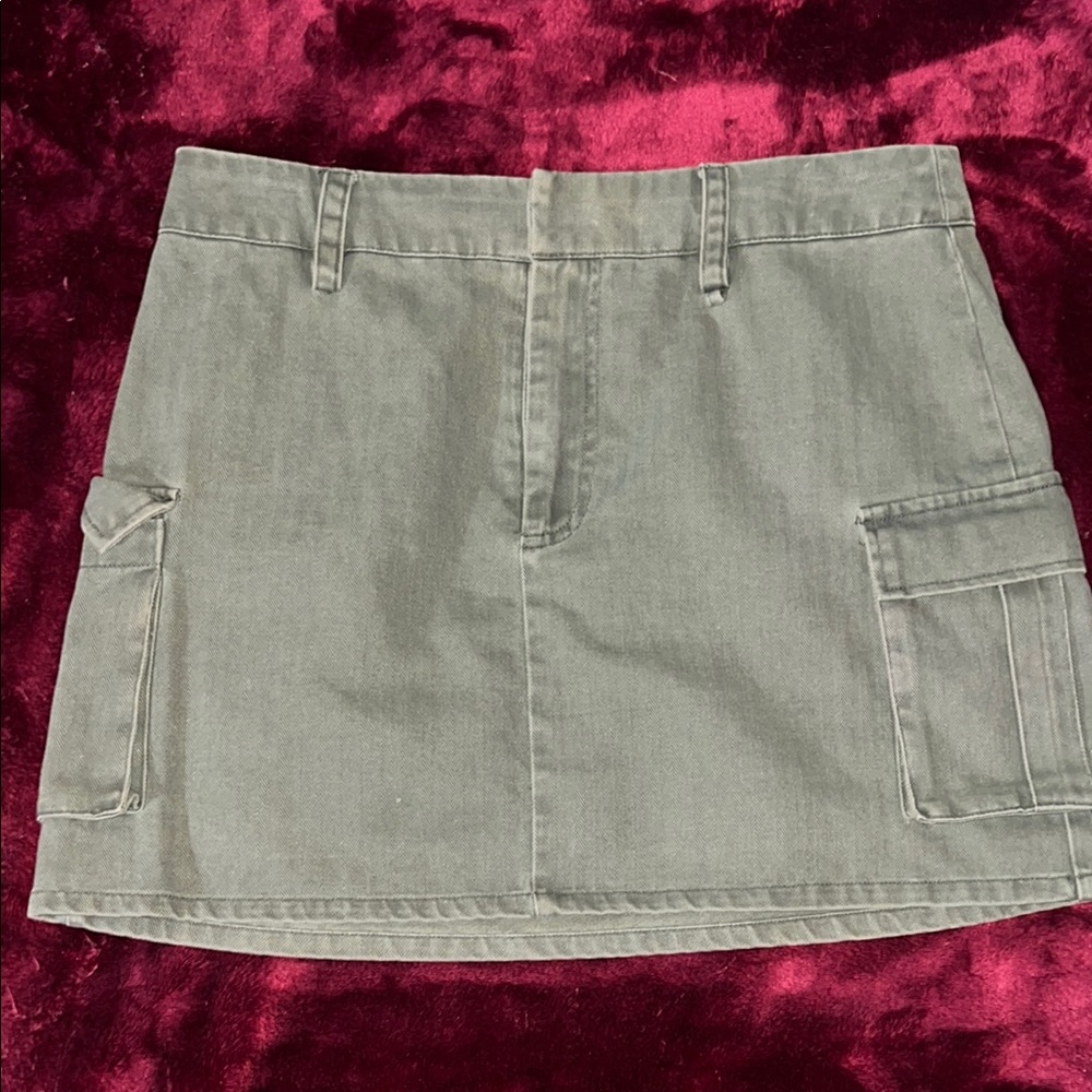 Dark Green Cargo Mini Skirt